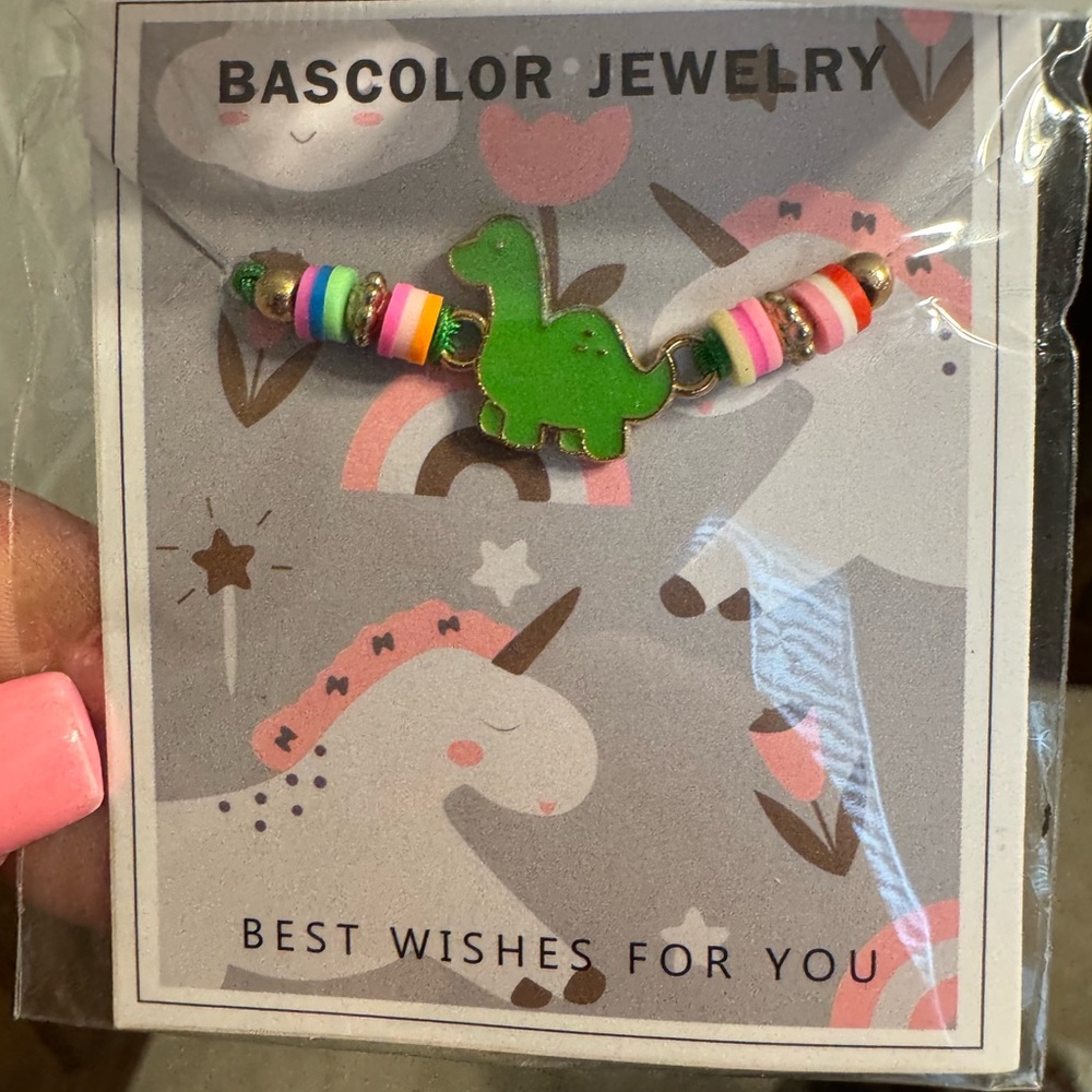 Kids Dinosaur Bracelet - Green and Multicolor